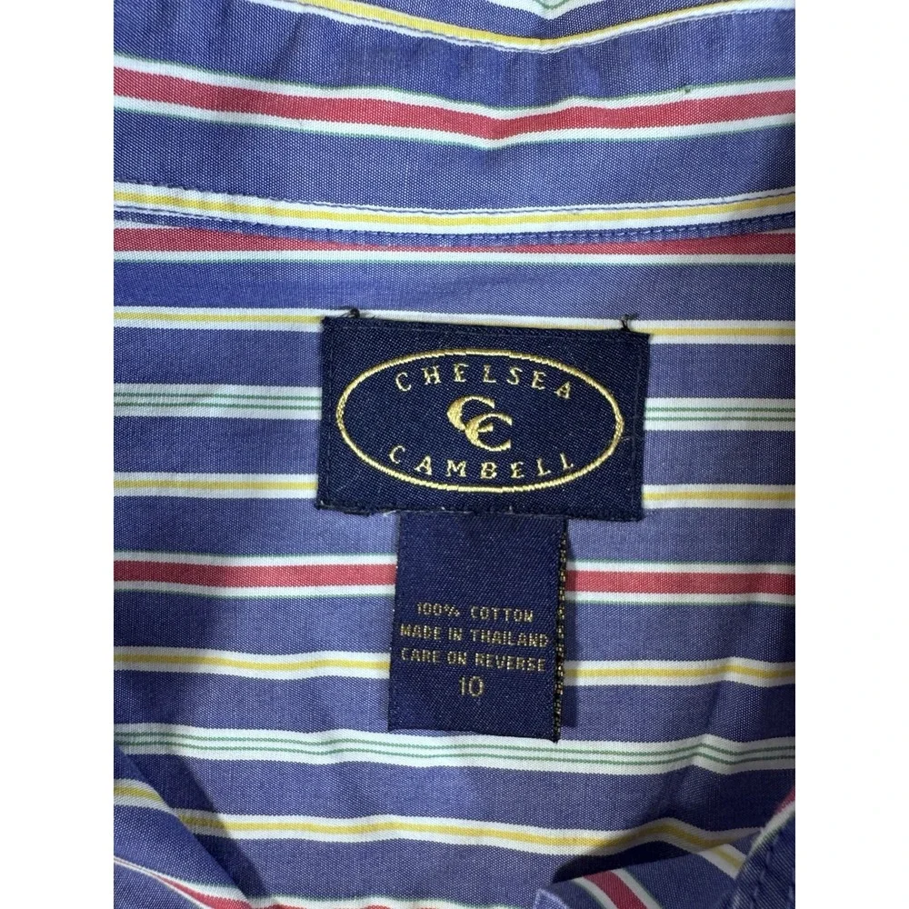 Chelsea Cambell Striped Cotton Shirt Size 10 Blue Red Yellow Classic vintage - Picture 2 of 7